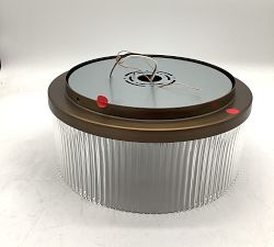 Open Box: Cooper Ribbed Glass Flush Mount (14") - Tumbled Brass