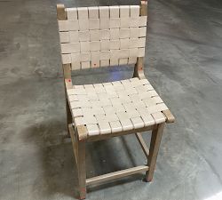 Open Box: Fenton Woven Leather Counter Stool (24") - Statesville Pebble, Seadrift