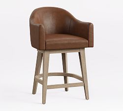 Open Box: Gideon Leather Counter Stool (25") - Signature Maple, Seadrift