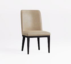 Open Box: Layton Grand Leather Dining Chair - Statesville Pebble, Blackened Oak