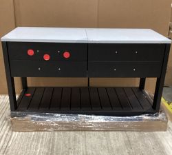 Open Box: Malibu Metal Outdoor Kitchen Island (58") - Black