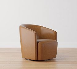 Open Box: Preston Leather Swivel Chair - Statesville Caramel