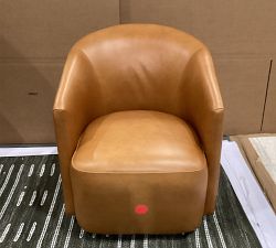 Open Box: Preston Leather Swivel Chair - Statesville Caramel