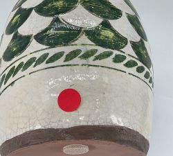 Open Box: Printed Ceramic Vase, Tall (8"Diam, 12.25"H) - Green