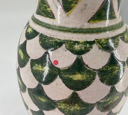 Open Box: Printed Ceramic Vase, Tall (8"Diam, 12.25"H) - Green