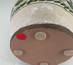 Open Box: Printed Ceramic Vase, Tall (8"Diam, 12.25"H) - Green