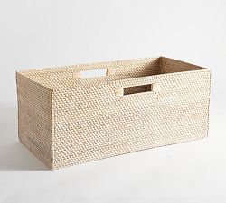 Open Box: Tava Handwoven Utility Basket, Extra Large (26.5"W x 10"H) - Whitewash