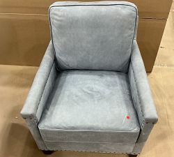 Open Box: Tyler Square Arm Leather Chair with Nailheads (34") - Keystone Azure, Espresso