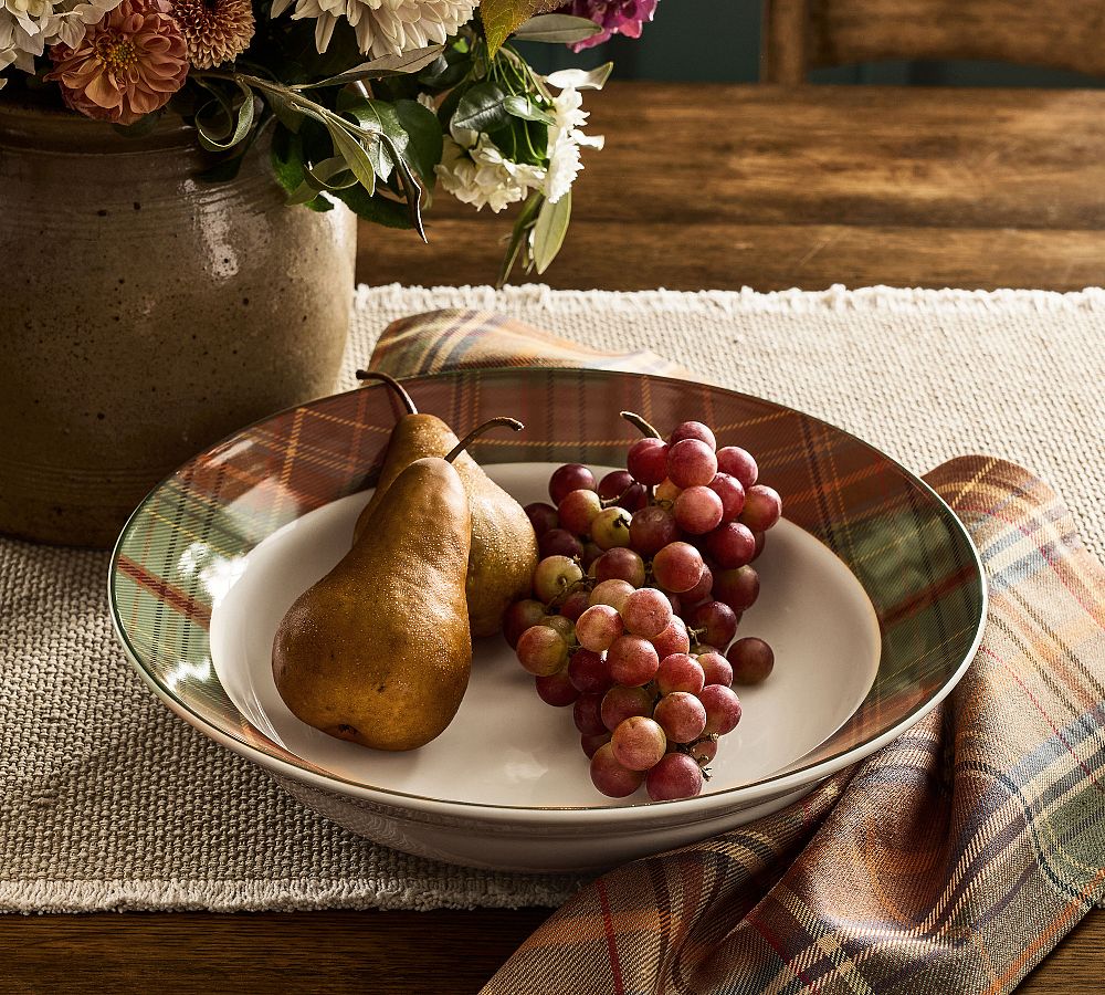 Woodrow Plaid Stoneware Serving Bowl by Pottery Barn