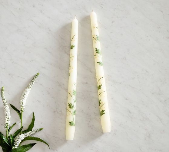 Hand Painted Taper Candles - Set of 2