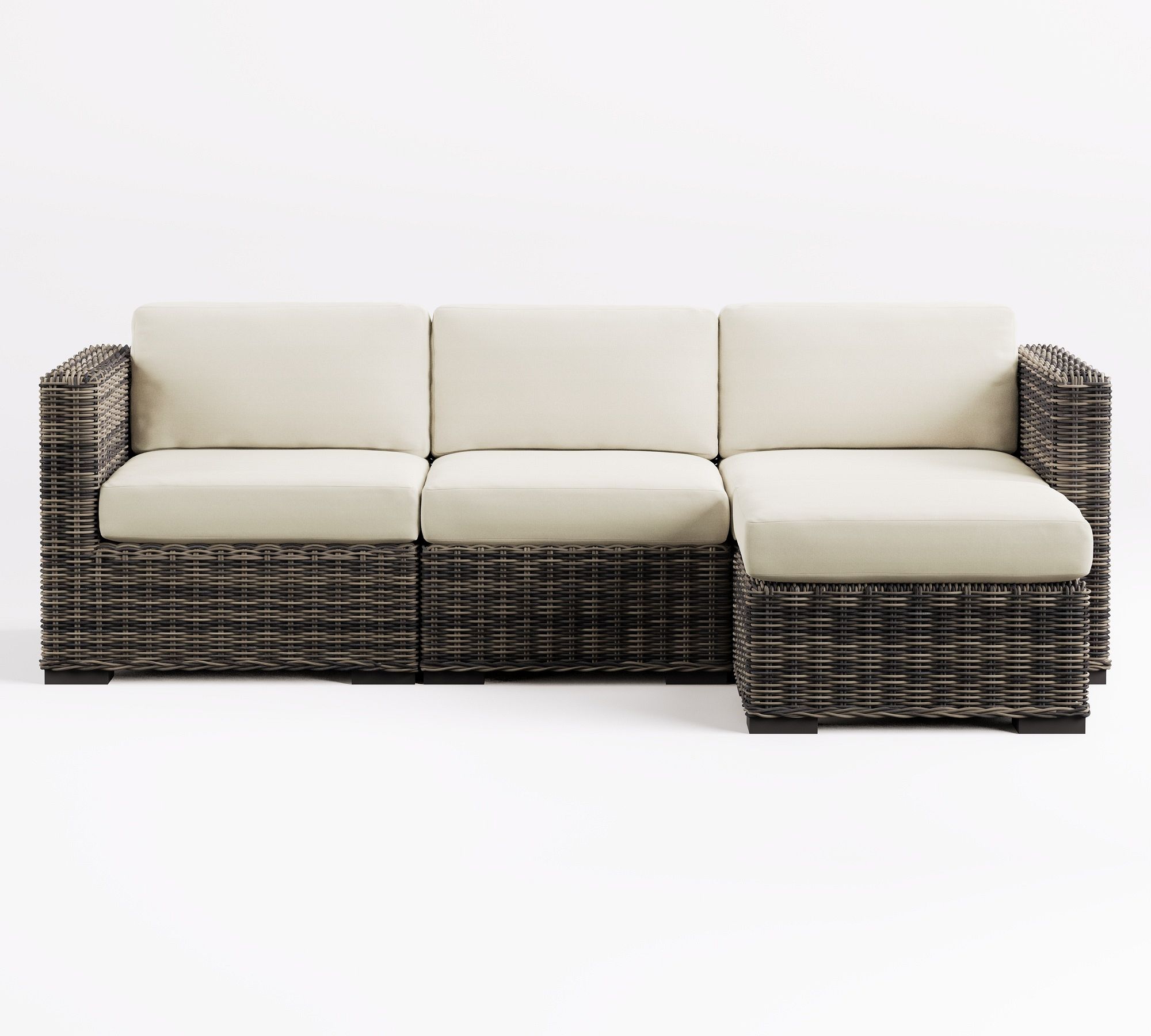 Huntington Wicker Square-Arm 4-Piece Outdoor Sectional (89")