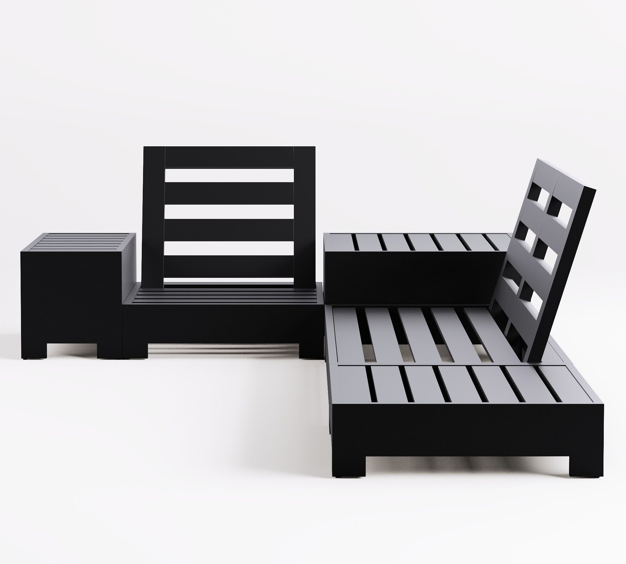 Malibu Metal Platform 5-Piece Outdoor Sectional Set (132") - thumbnail 2