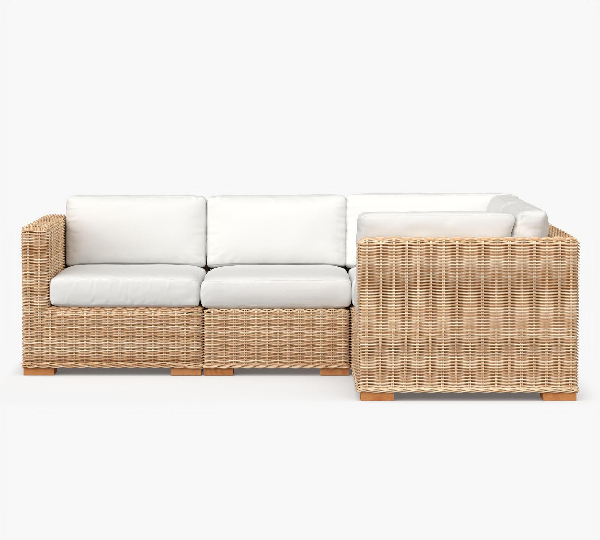 Huntington Wicker 4-Piece Square Arm Outdoor Sectional (94")