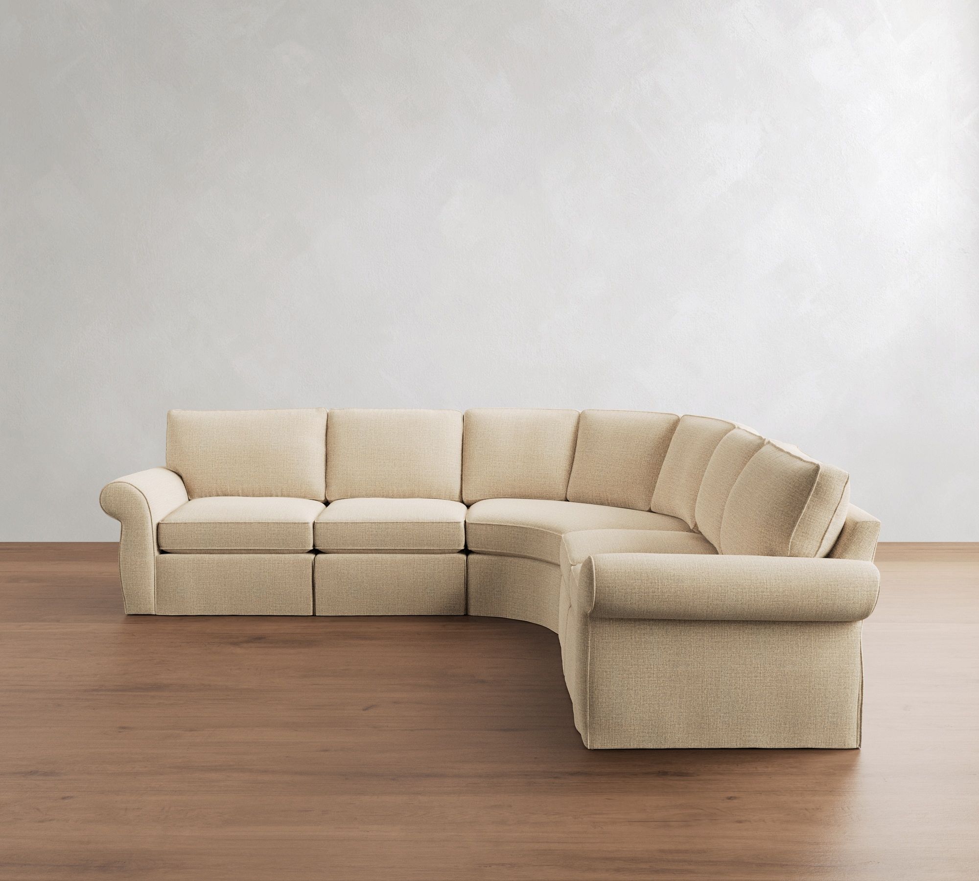 Pearce Roll Arm Slipcovered 5-Piece Curved Wedge Sectional (130") - thumbnail 7