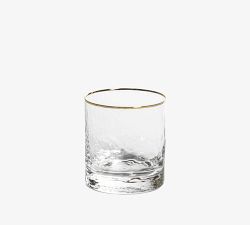 Hammered Gold Rim Double Old Fashioned Glasses, Set of 4
