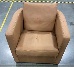 Open Box: Ayden Barrel Arm Leather Swivel Armchair (32") - Mason Pebble Caramel