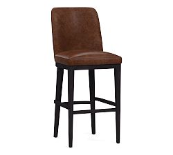 Open Box: Layton Leather Bar Stool (31.5") - Statesville Molasses, Blackened Oak