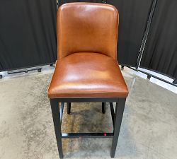 Open Box: Layton Leather Bar Stool (31.5") - Statesville Molasses, Blackened Oak