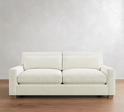 Open Box: PB Comfort Modern Square Arm Deep Seat Grand Sofa (87"), 2x2, Memory Foam - Performance Heathered Basketweave Alabaster, Seadrift