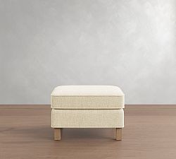 Open Box: Tyler Ottoman without Nailheads - Performance Chateau Basketweave Ivory, Seadrift