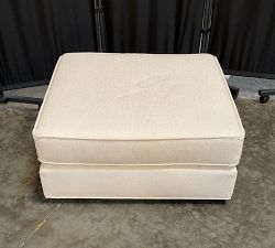 Open Box: Tyler Ottoman without Nailheads - Performance Chateau Basketweave Ivory, Seadrift