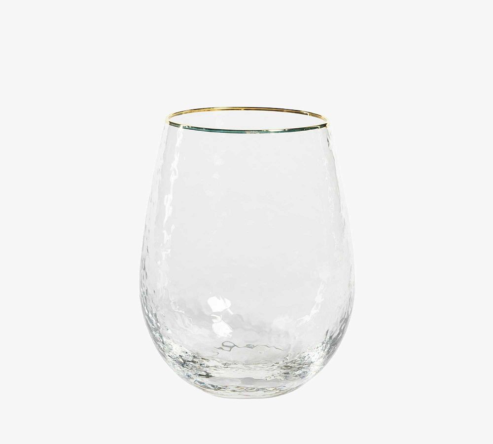 Hammered Gold Rim Stemless Wine Glasses, Set of 4 by Pottery Barn