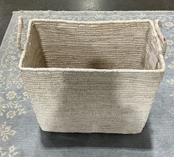 Open Box: Coil Basket, Tall Rectangular (24"W x 22"H) - White Wash