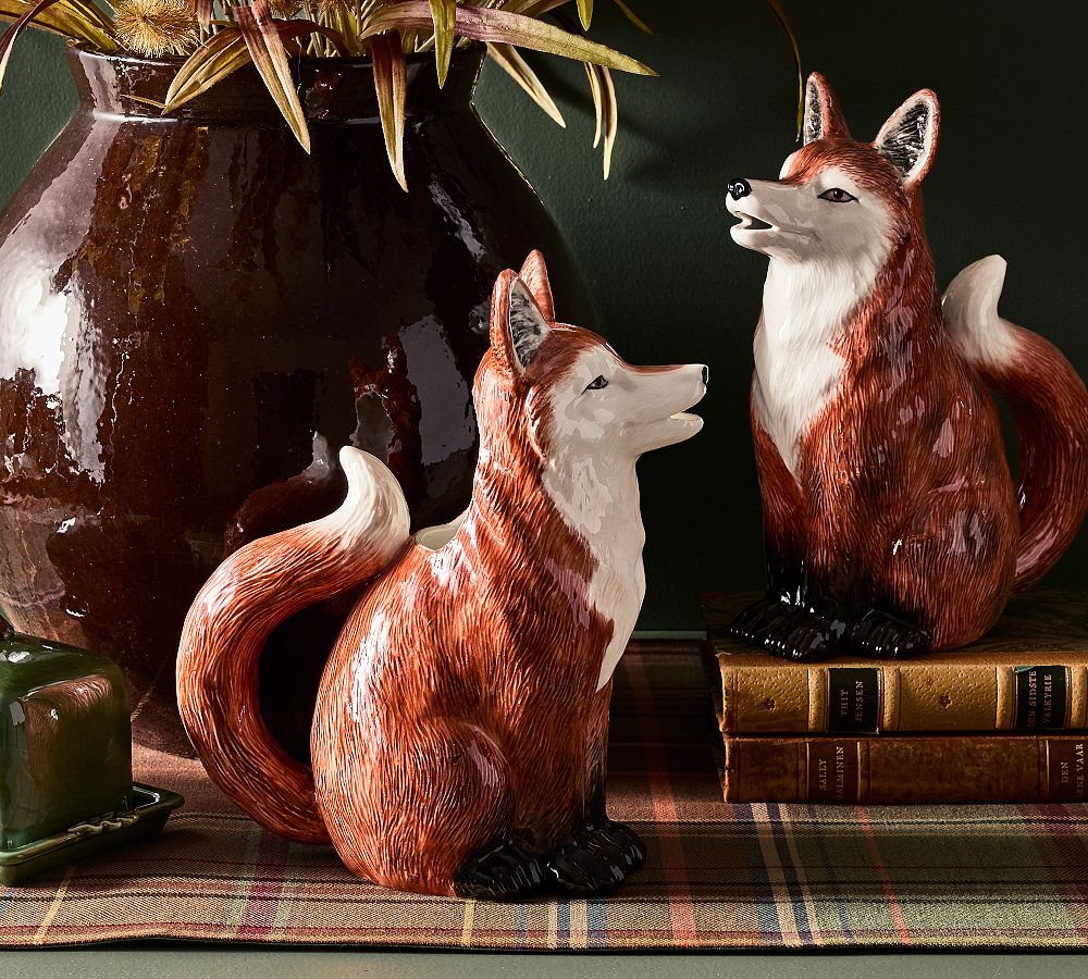 Fantastical Forest Stoneware Fox Pitcher by Pottery Barn