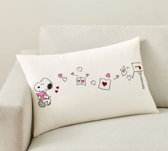 Peanuts Snoopy™ Hearts Lumbar Pillow Cover | Pottery Barn