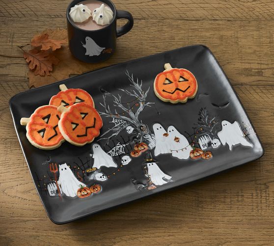 Scary Squad Stoneware Rectangular Serving Platter by Pottery Barn