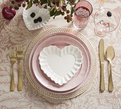Heirloom Scalloped Heart Stoneware Appetizer Plates - Set of 4