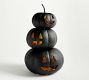 Lit Stacked Hammered Jack O'Lantern