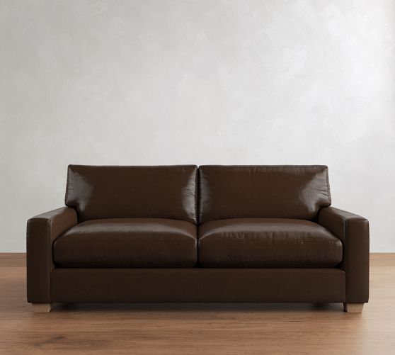 PB Comfort Modern Square Arm Leather Sofa (62"-118") by Pottery Barn