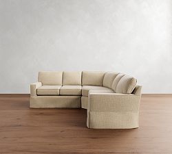 Buchanan Square Arm Slipcovered 3-Piece L-Shaped Curved Wedge Sectional (100")