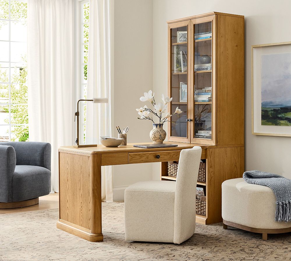 Hartford Peninsula Desk with Glass Cabinet (34") by Pottery Barn