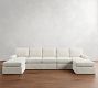 Pearce Square Arm Slipcovered 4-Piece Double Chaise Sectional (155")