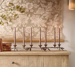 Botanical Forged Iron Candle Holder 
