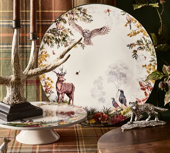 Fantastical Forest Stoneware Round Serving Platter