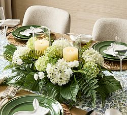 Faux Hydrangea and Fern Ceterpiece