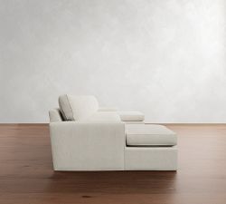Pearce Square Arm Slipcovered 4-Piece Double Chaise Sectional (155")