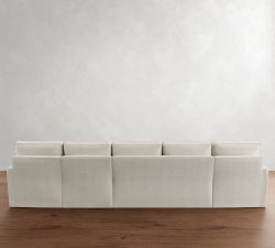 Pearce Square Arm Slipcovered 4-Piece Double Chaise Sectional (155")