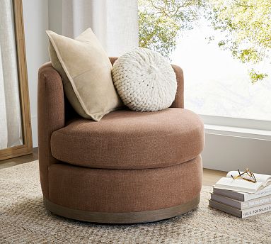 Balboa Wood Base Swivel Chair | Pottery Barn Balboa Wood Base Swivel Chair | Pottery Barn