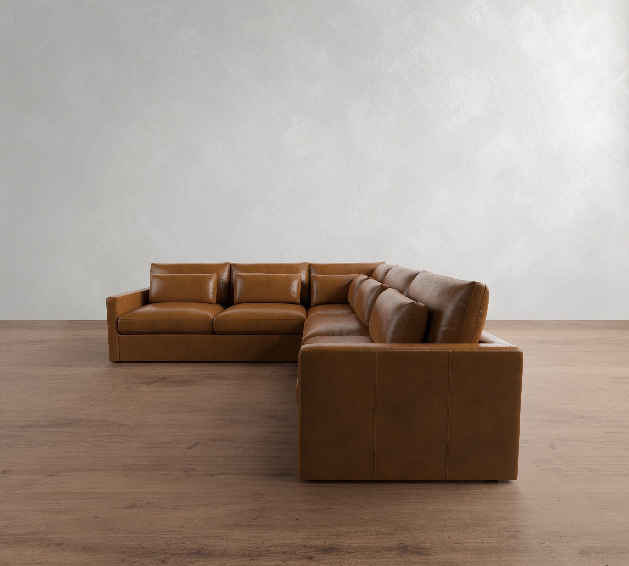 Westwood Slim Arm Deep Seat Leather 3-Piece L-Shaped Sectional