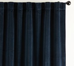 Open Box: Velvet Twill Blackout Curtain, 50"W x 108"L - Navy