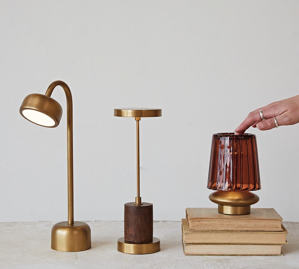Antique Brass LED Touch Sensor Portable Table Lamp by Pottery Barn