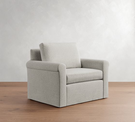 Cameron Modern Roll Arm Slipcovered Chair and a Half by Pottery Barn