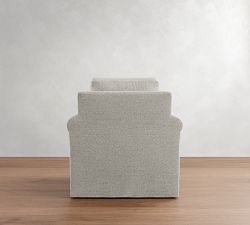Cameron Modern Roll Arm Slipcovered Swivel Chair