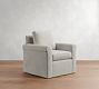 Cameron Modern Roll Arm Slipcovered Swivel Chair