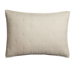 Open Box: Belgian Flax Linen Tufted Quilted Sham, Standard, Set of 3 - Dark Flax