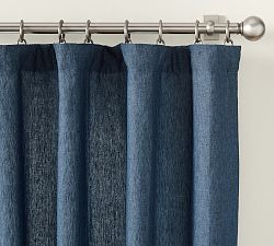 Open Box: Belgian Flax Linen Light Filtering Curtain, 50"W x 96"L - Denim